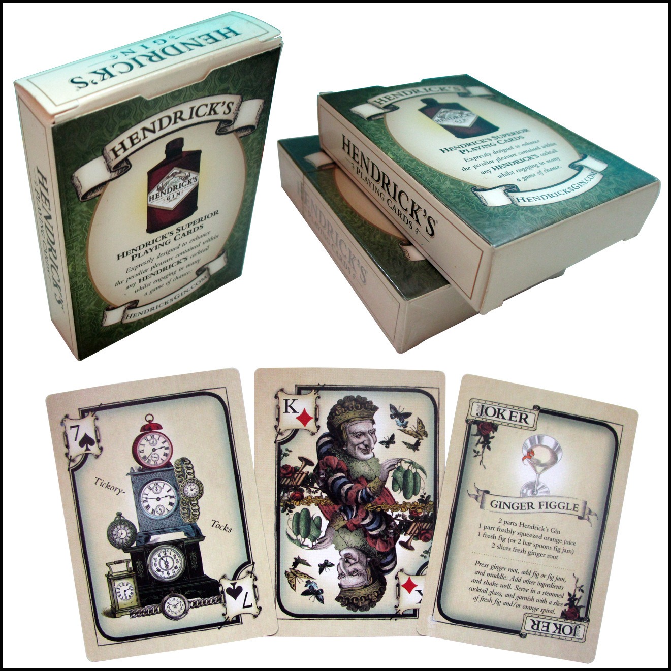 Cocktail Recipe Book - Full 52-card Deck Hendrick's Gin Playing