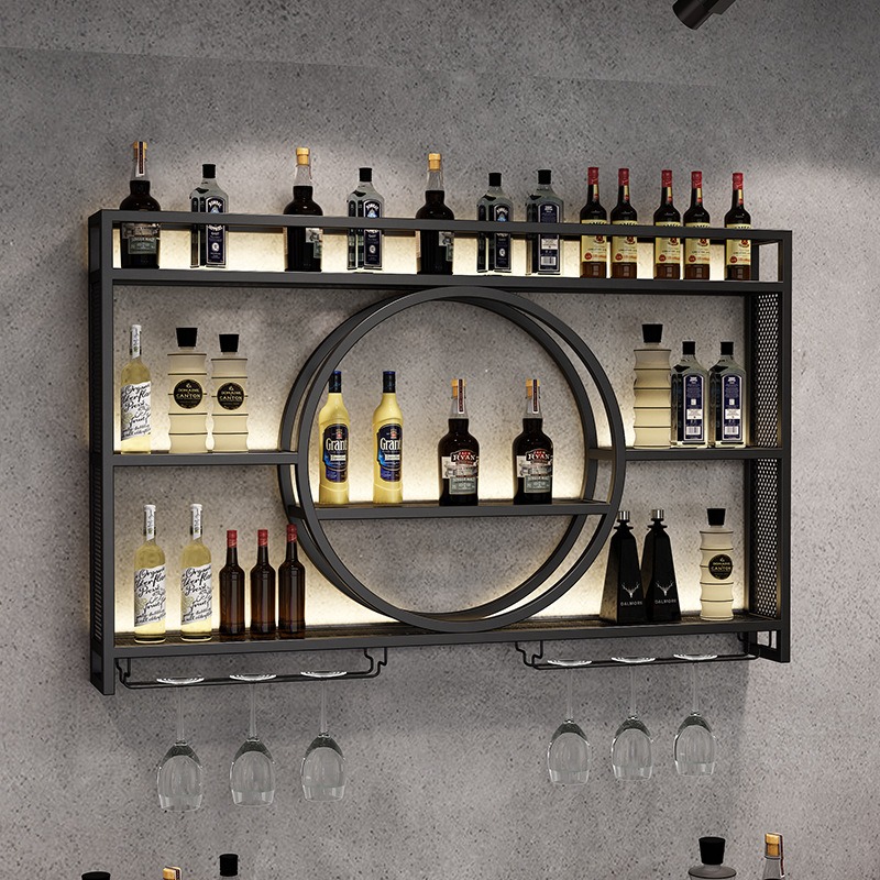 Home Bar Shelves - Bar wine rack wall-mounted wine cabinet,