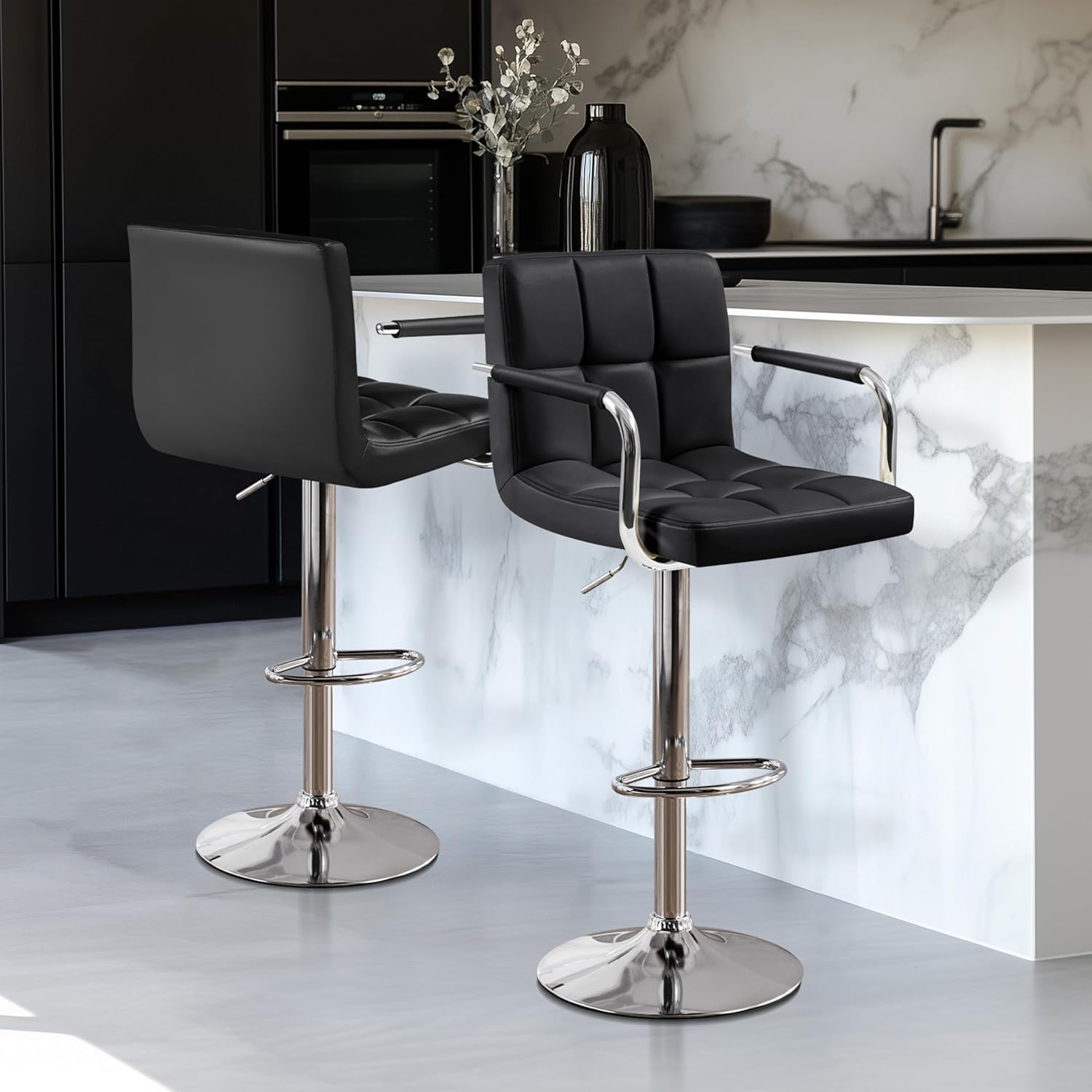 Bar Stools Set Of 2, PU Leathe - Home Bar Stools 评论和价格