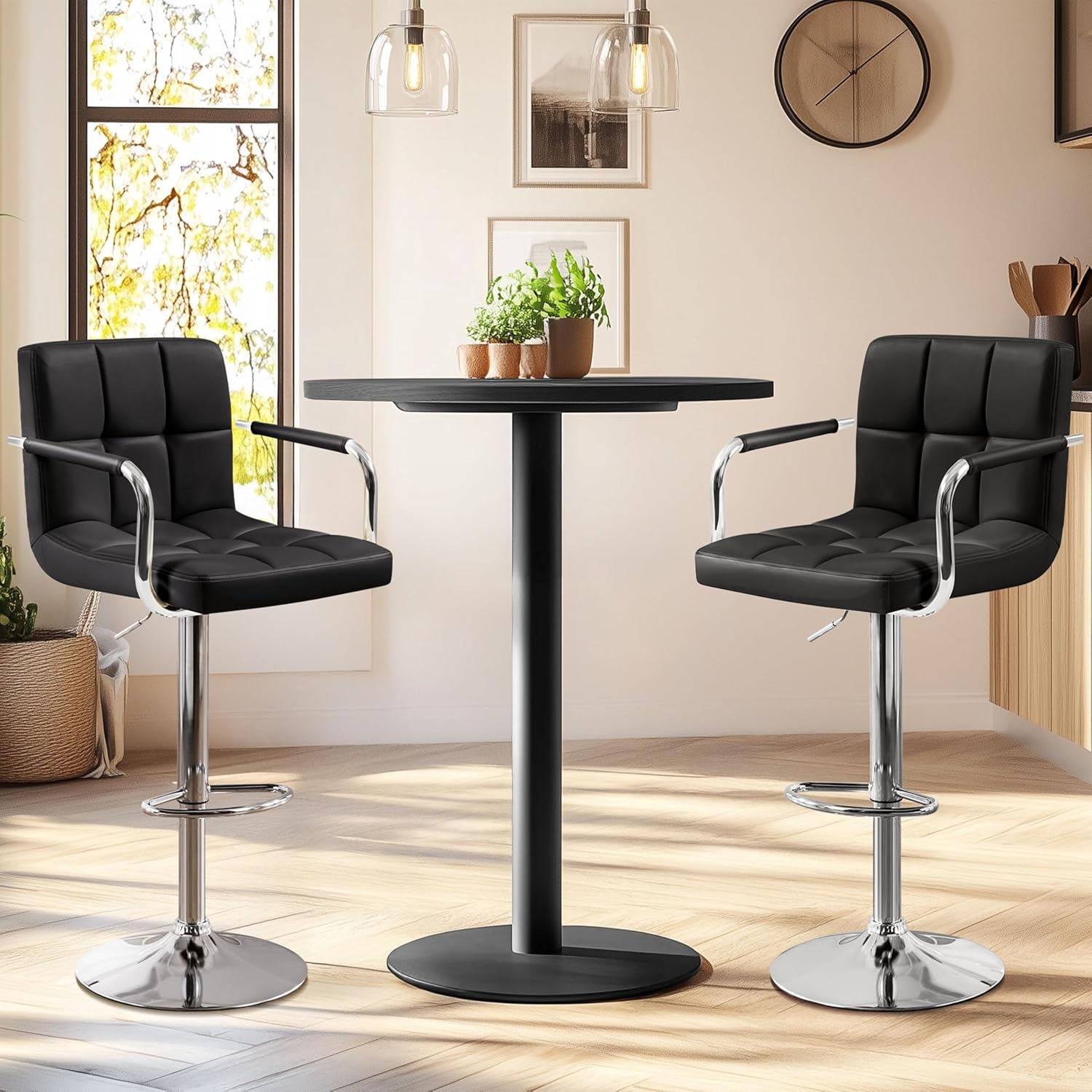 Bar Stools Set Of 2, PU Leathe - Home Bar Stools 评论和价格