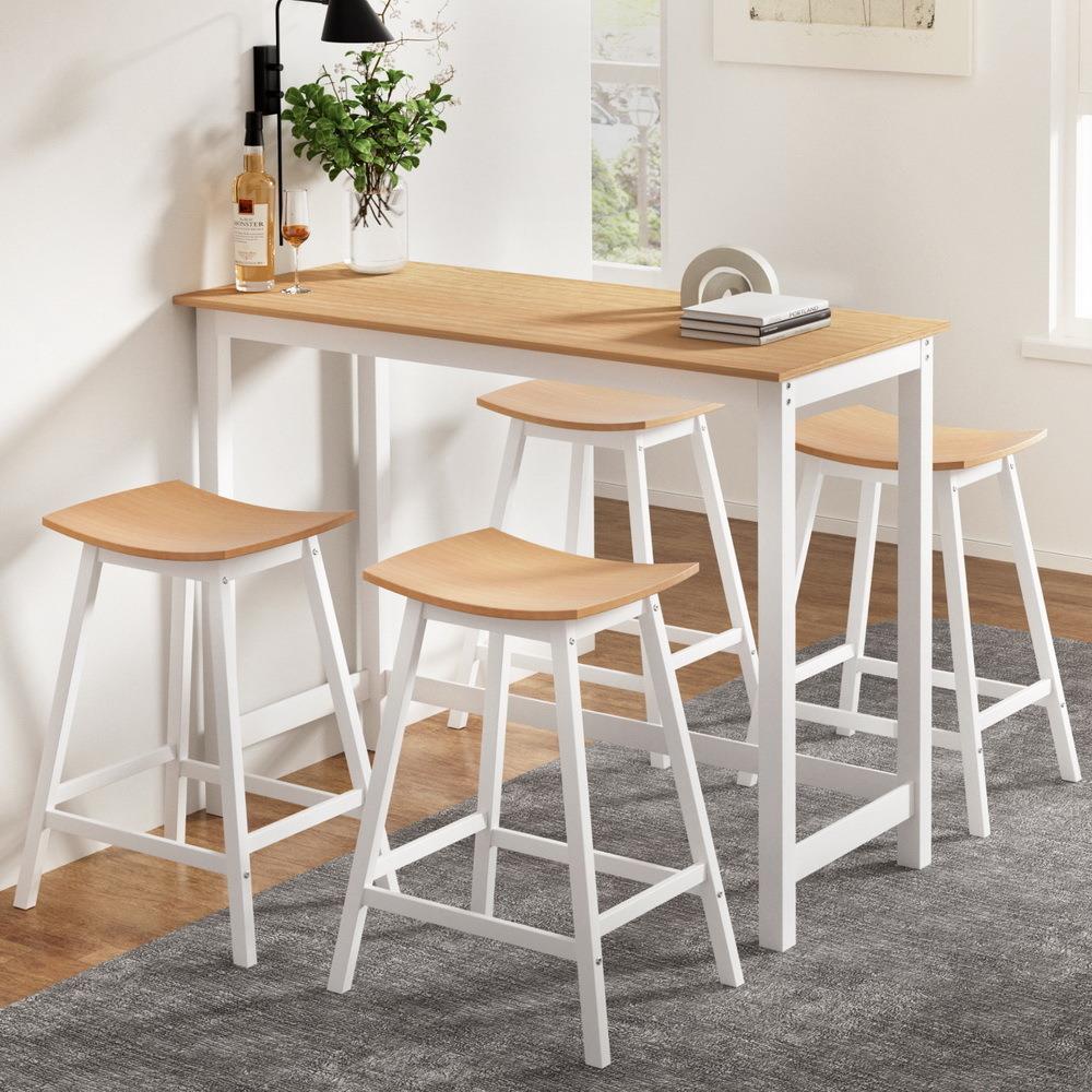 &Solid Wood Bar Table and Stoo - Home Bar Stools 评论和价格