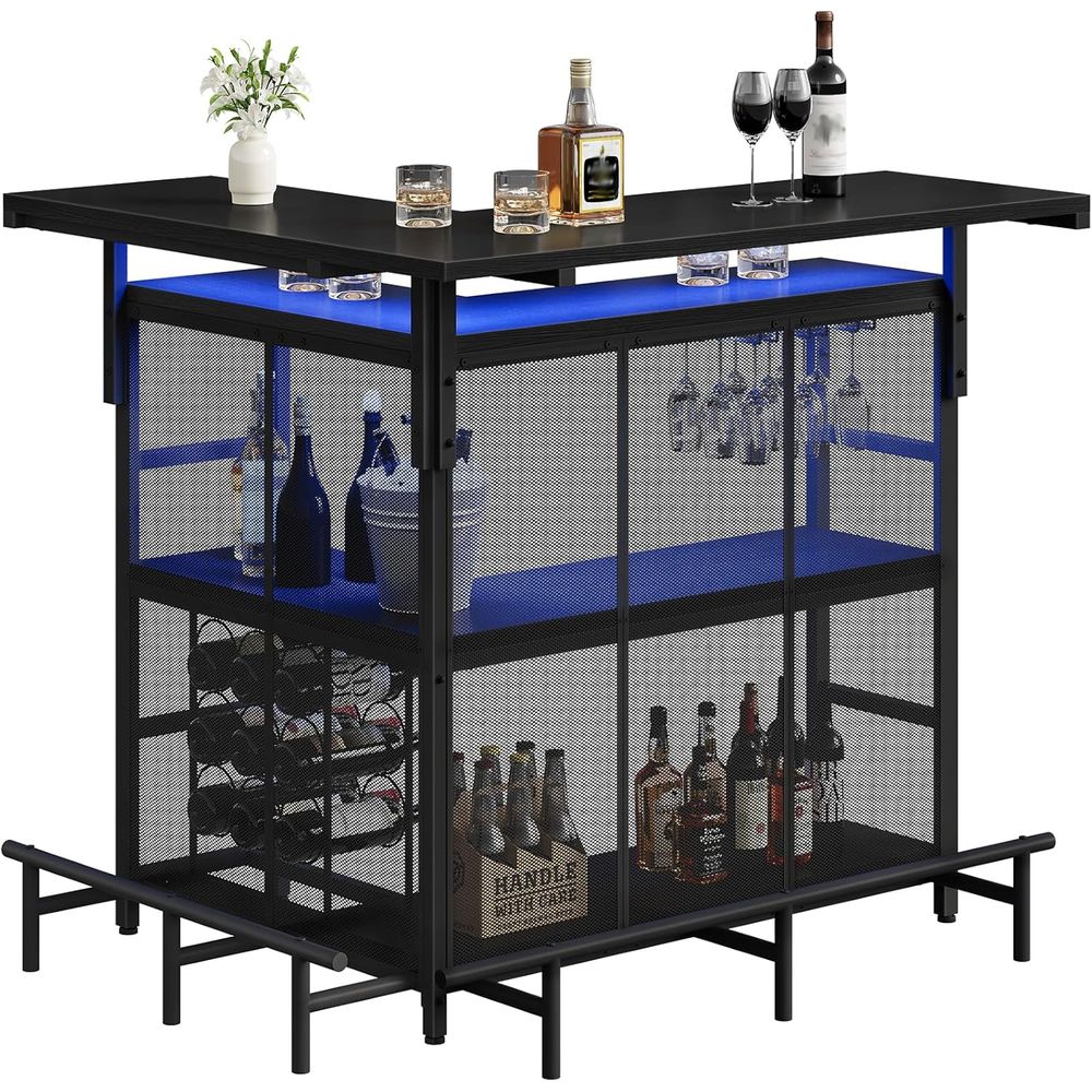 Home Bar Unit, L-Shaped Bar Ta - Home Bar Shelves 评论和价格