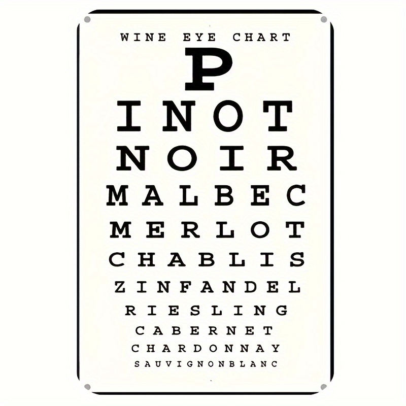 Vintage Wine Eye Chart Metal S - Home Bar Cafe 评论和价格