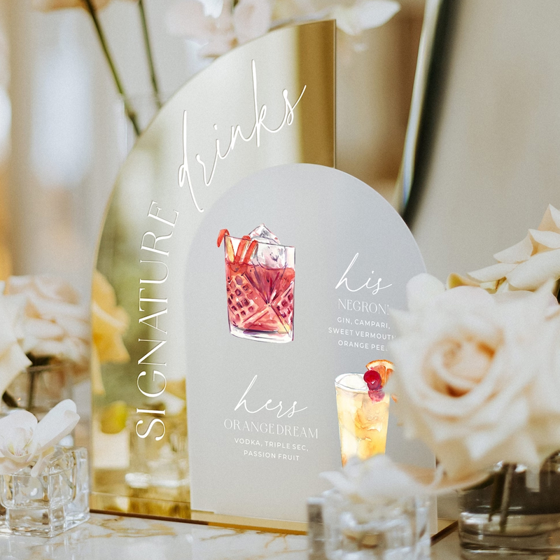 Gold Mirror Wedding Bar Menu S - Cocktail Recipe Book 评论和价格