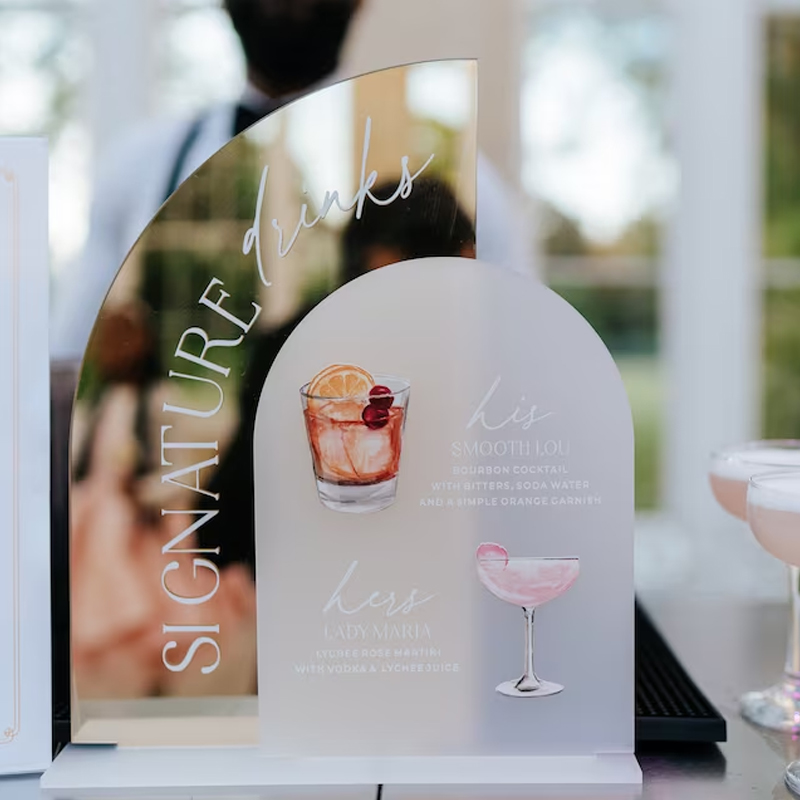Gold Mirror Wedding Bar Menu S - Cocktail Recipe Book 评论和价格